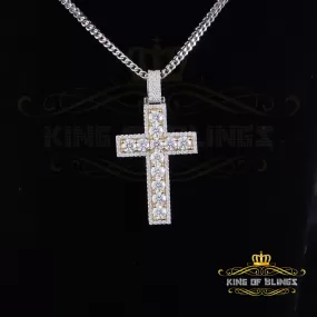 King Of Bling's New Charm Cross Pendant Men/ Women 2.50ct VVS D Moissanite White Sterling Silver