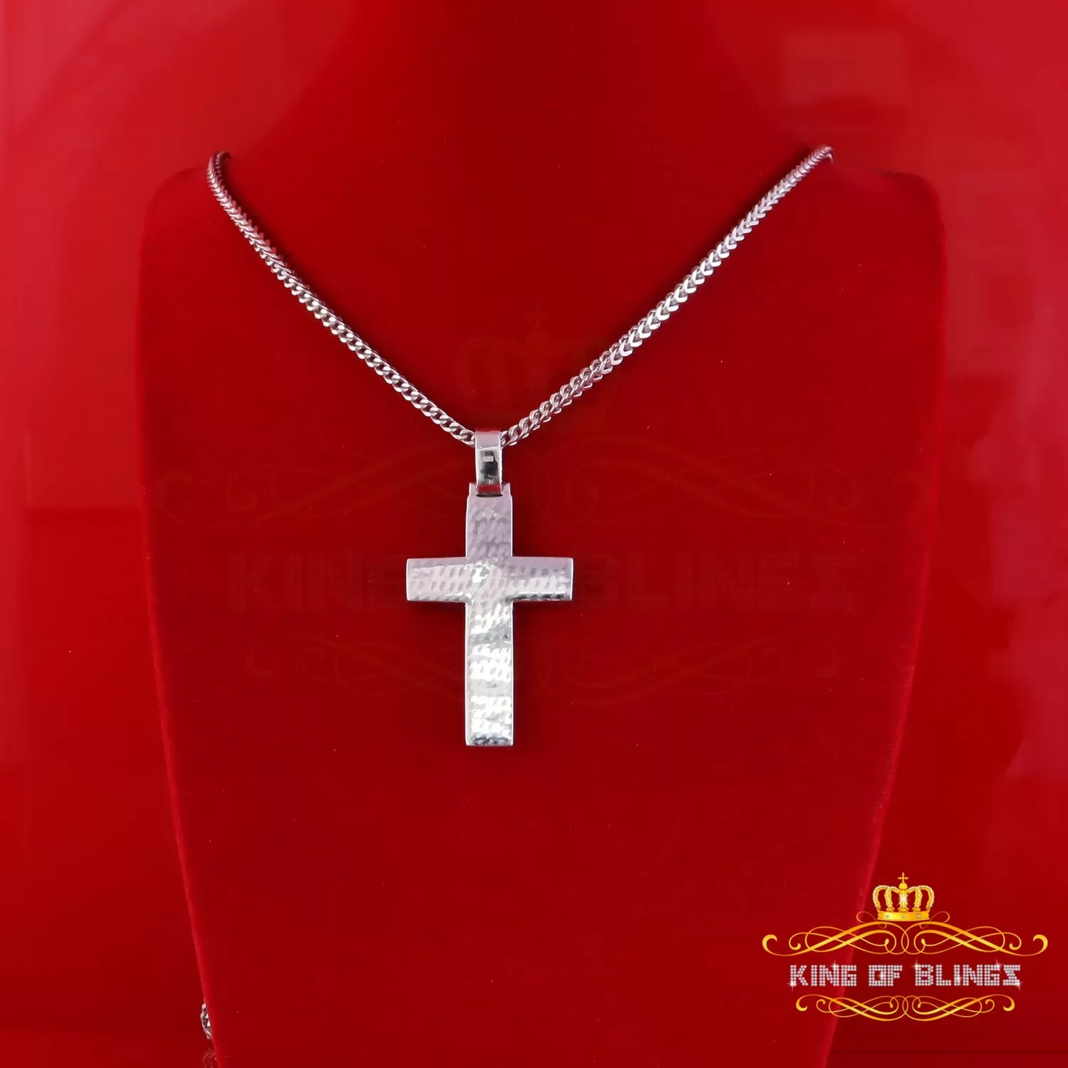 King Of Bling's New Charm Cross Pendant Men/ Women 2.50ct VVS D Moissanite White Sterling Silver