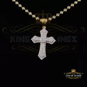 King Of Bling's New Pantone 925 Yellow Sterling Silver 1.00ct VVS D Clr. Moissanite Cross Pendant