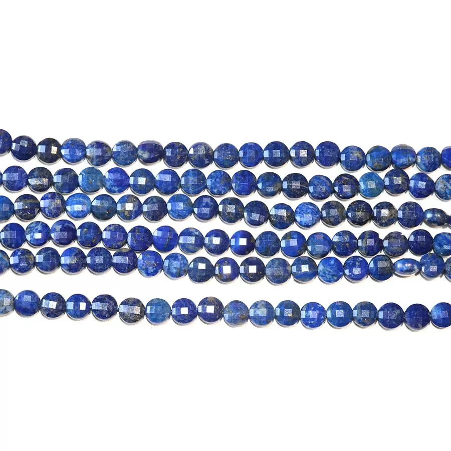 Lapis 6mm Faceted Faceted Coin 15-16 Inch