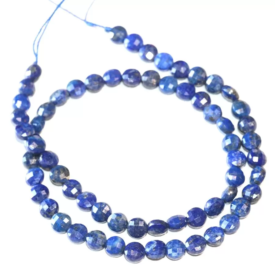 Lapis 6mm Faceted Faceted Coin 15-16 Inch