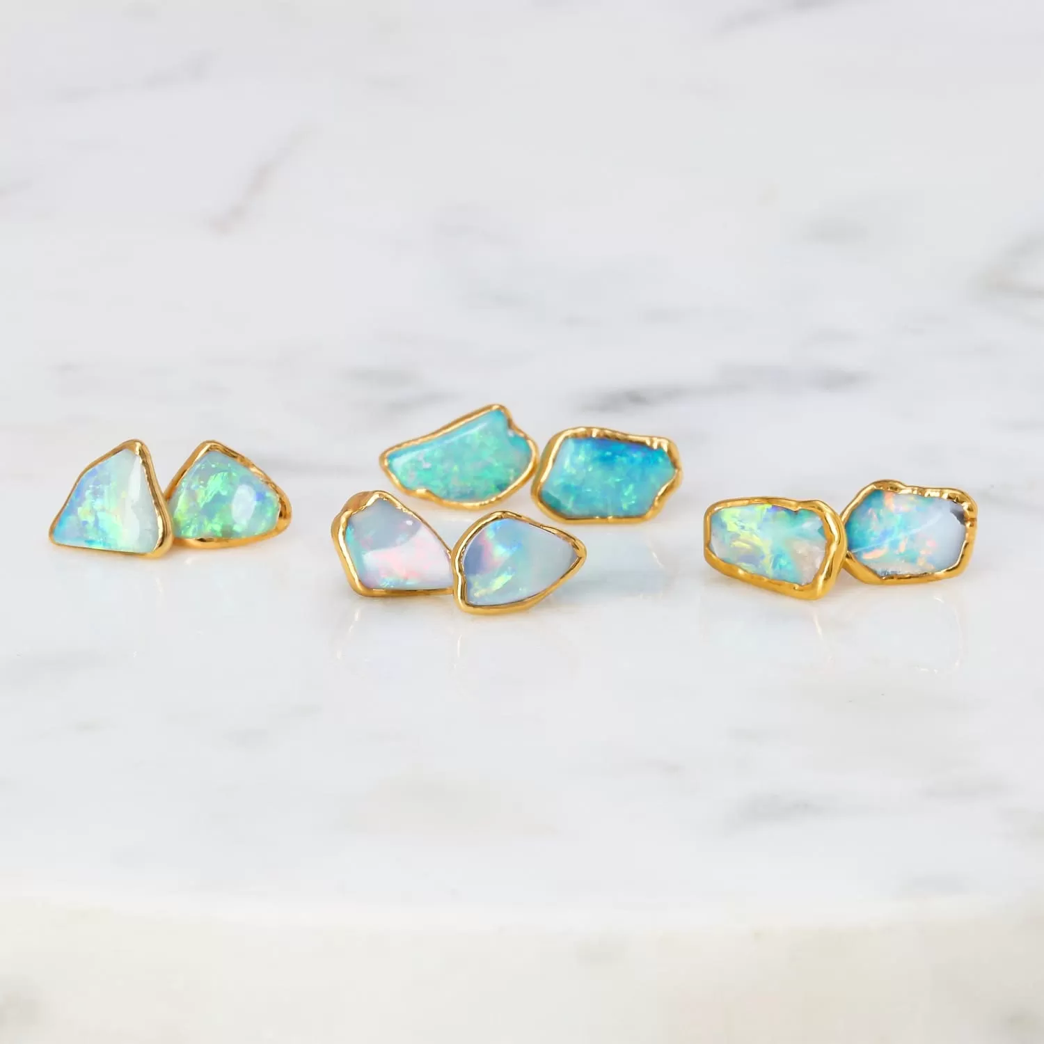 Large Raw Australian Opal Stud Earrings