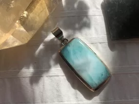 Larimar Naevia Pendant - Long Rectangle