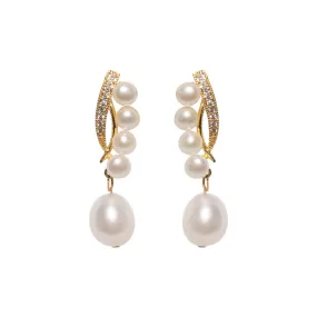 Laurel Crown Dangling Pearl Earrings