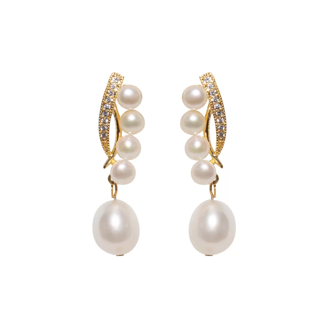 Laurel Crown Dangling Pearl Earrings