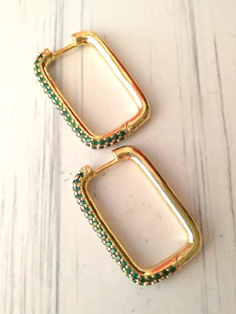 Linear Rectangle Pave Earrings