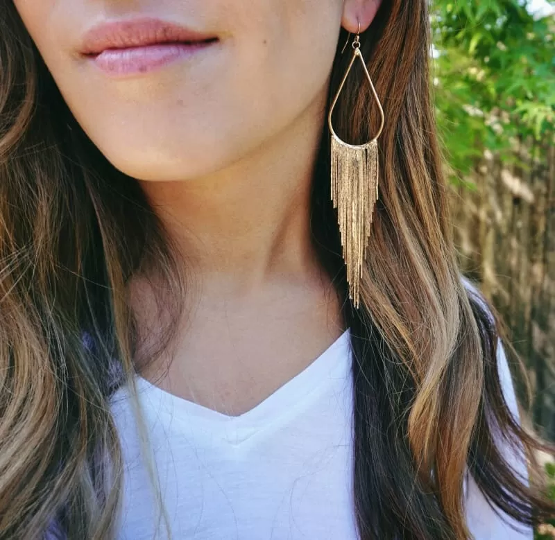 Long Gold Tassel Earrings