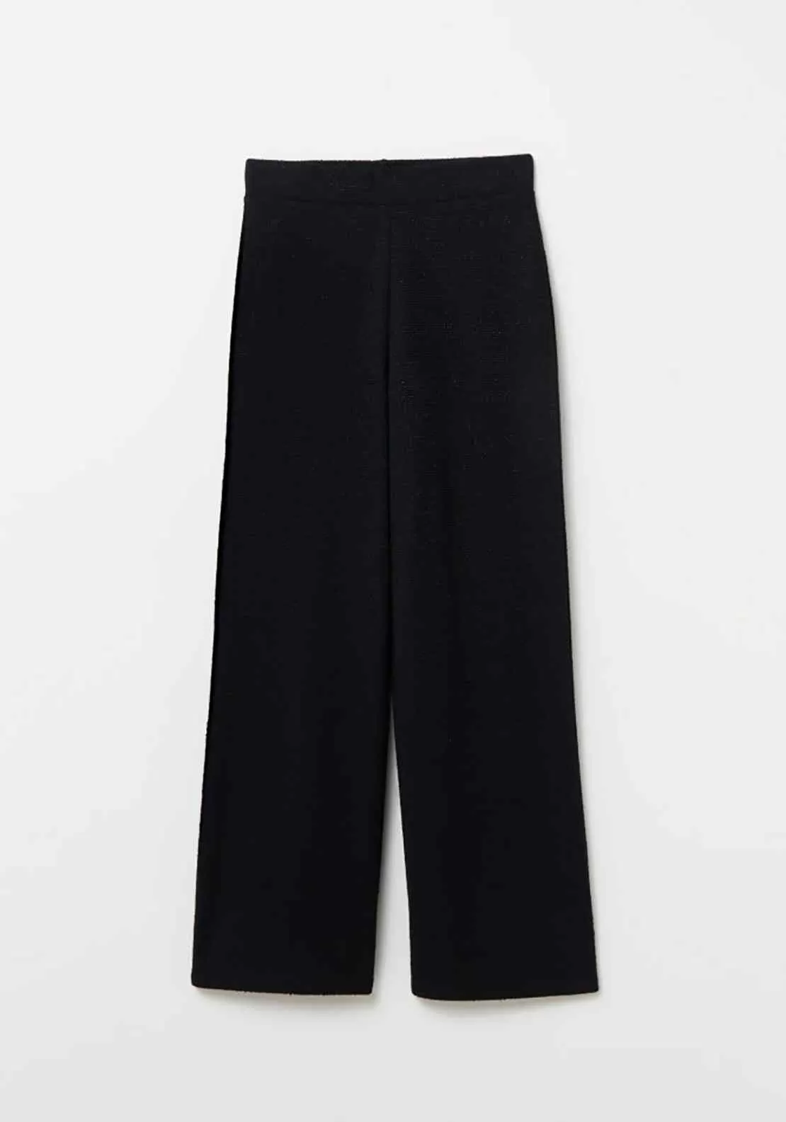 Long Textured Trousers - Black