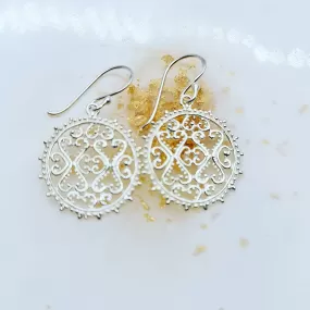 Mali filigree silver drop earrings