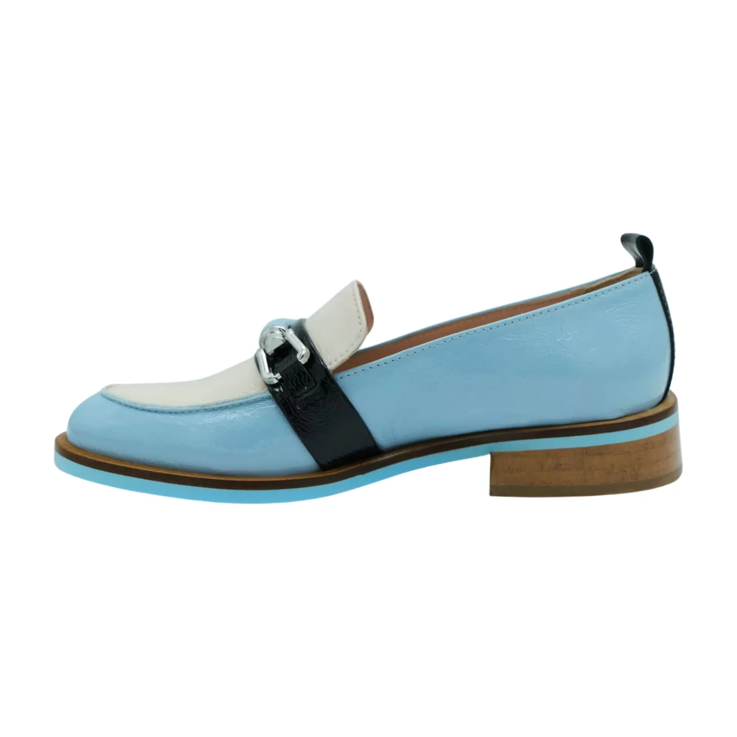 MARCO MOREO Blue Cream Patent Loafer F205