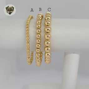 (MBRA-25-5) Gold Laminate - Elastic Balls Bracelets - BGF.