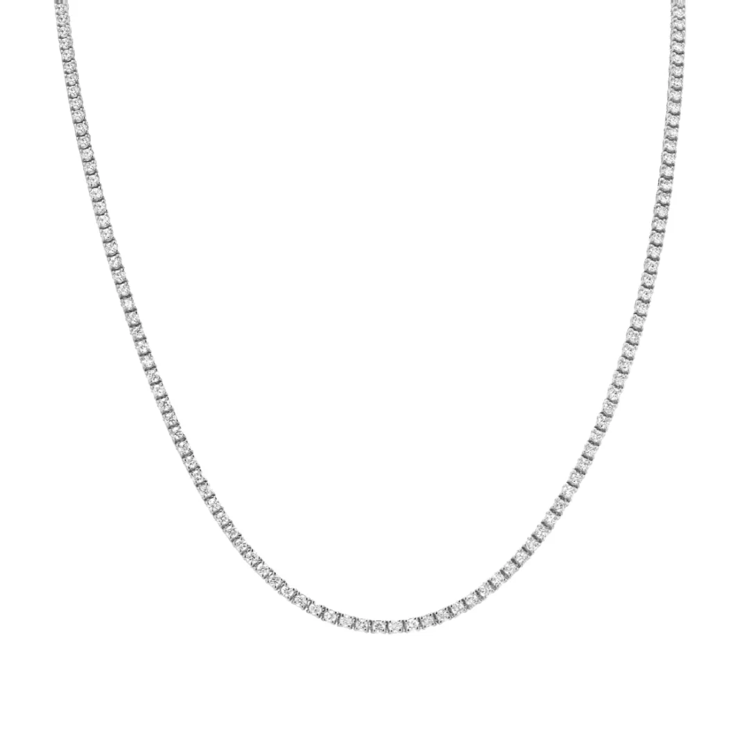 Medium 14K Gold and Diamond Tennis Necklace 4-Prong Setting