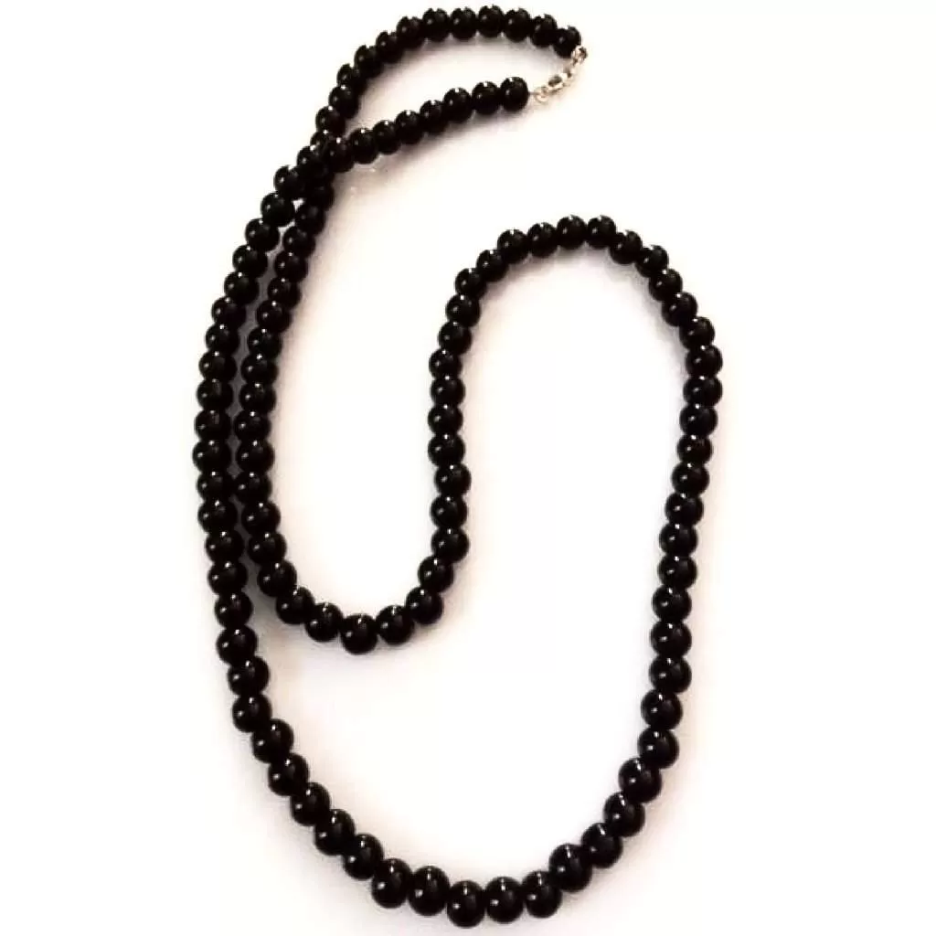 Mens Black Onyx Beaded Long and Short Necklaces