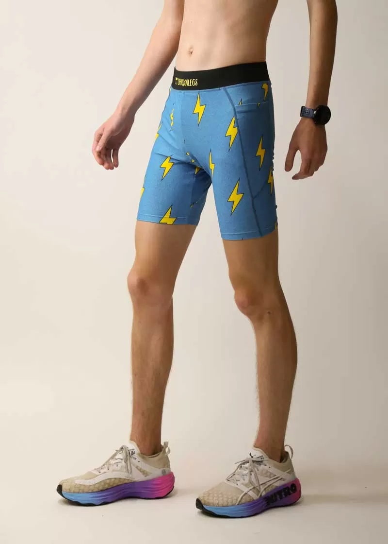 Men's Blue Bolts 8" Half Tights