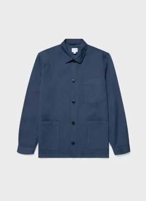 Men's Cotton Linen Twin Pocket Jacket in Shale Blue