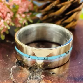 Men's Custom Turquoise Inlay Wedding Bands