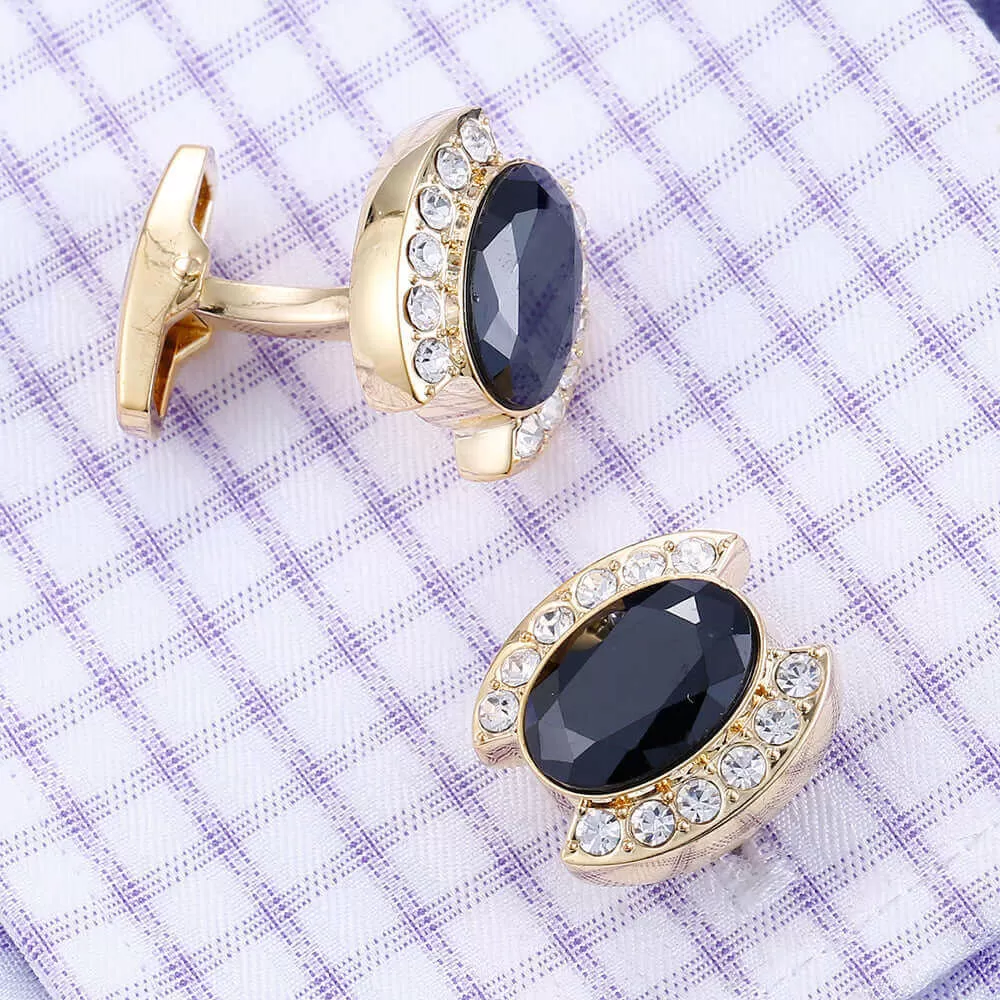 Men's Luxury Black Zircon Crystal Cufflinks