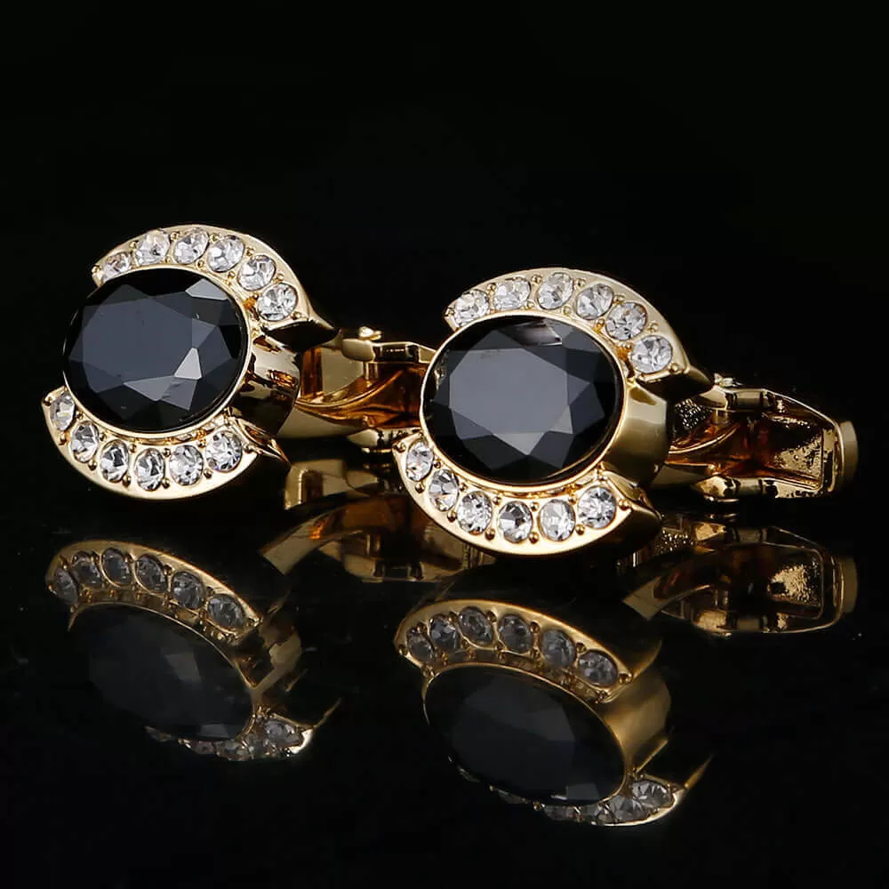 Men's Luxury Black Zircon Crystal Cufflinks