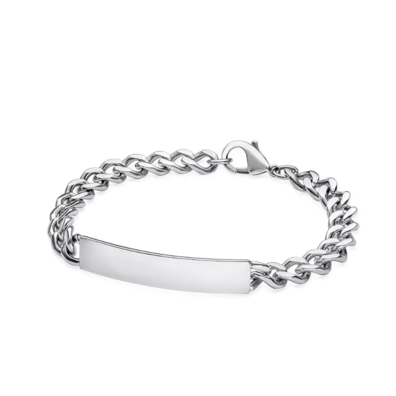 Men's Personalized ID Bracelet 925 Sterling Silver Cuban Chain Gift for Him