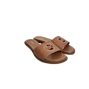 Michael Kors Tan 'Deanna' Cutout Leather Slide Sandals | Brand New |