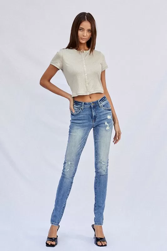 MID RISE FULL SKINNY JEANS