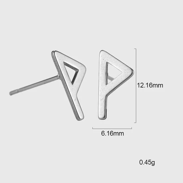 Minimalist Elder Futhark Runes Ear Studs