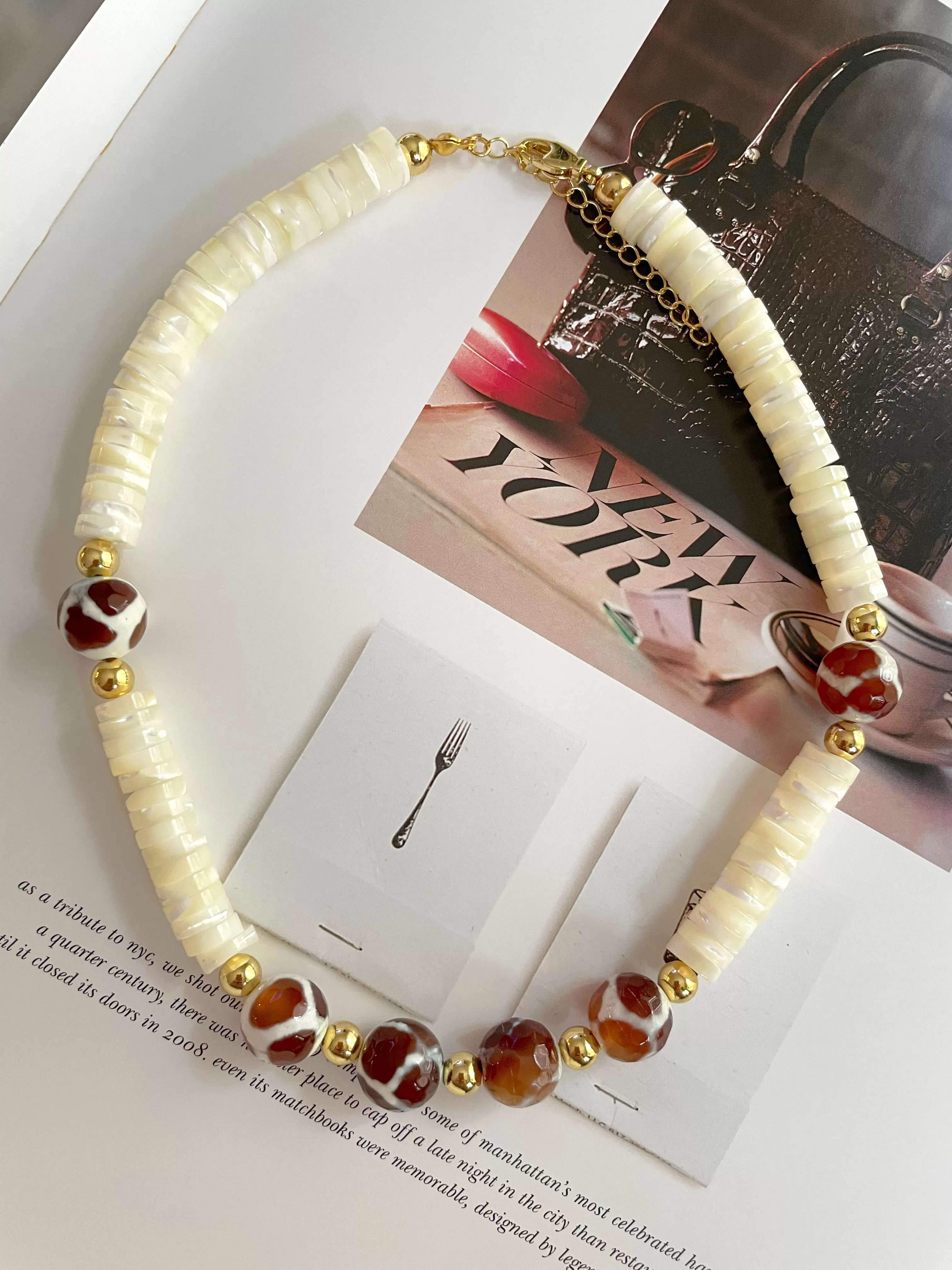 Nacre with stones necklaces