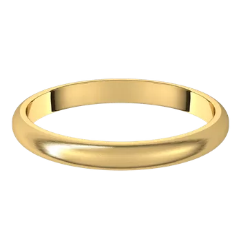 Narrow Domed Yellow or Rose Gold Wedding Band, 2-4mm Width