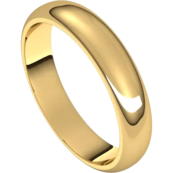 Narrow Domed Yellow or Rose Gold Wedding Band, 2-4mm Width