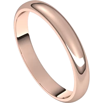 Narrow Domed Yellow or Rose Gold Wedding Band, 2-4mm Width