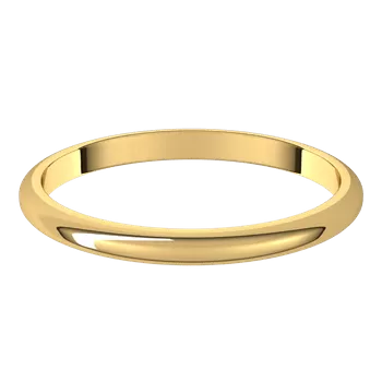 Narrow Domed Yellow or Rose Gold Wedding Band, 2-4mm Width