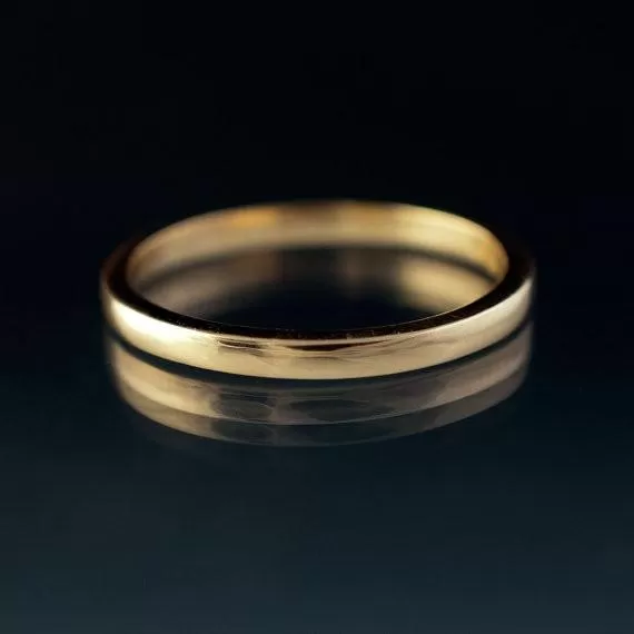 Narrow Domed Yellow or Rose Gold Wedding Band, 2-4mm Width