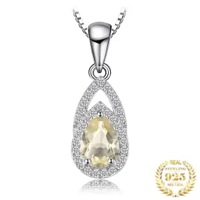 Natural Lemon Quartz Citrine Gemstone Pendant - 25 Sterling Silver ( No Chain )