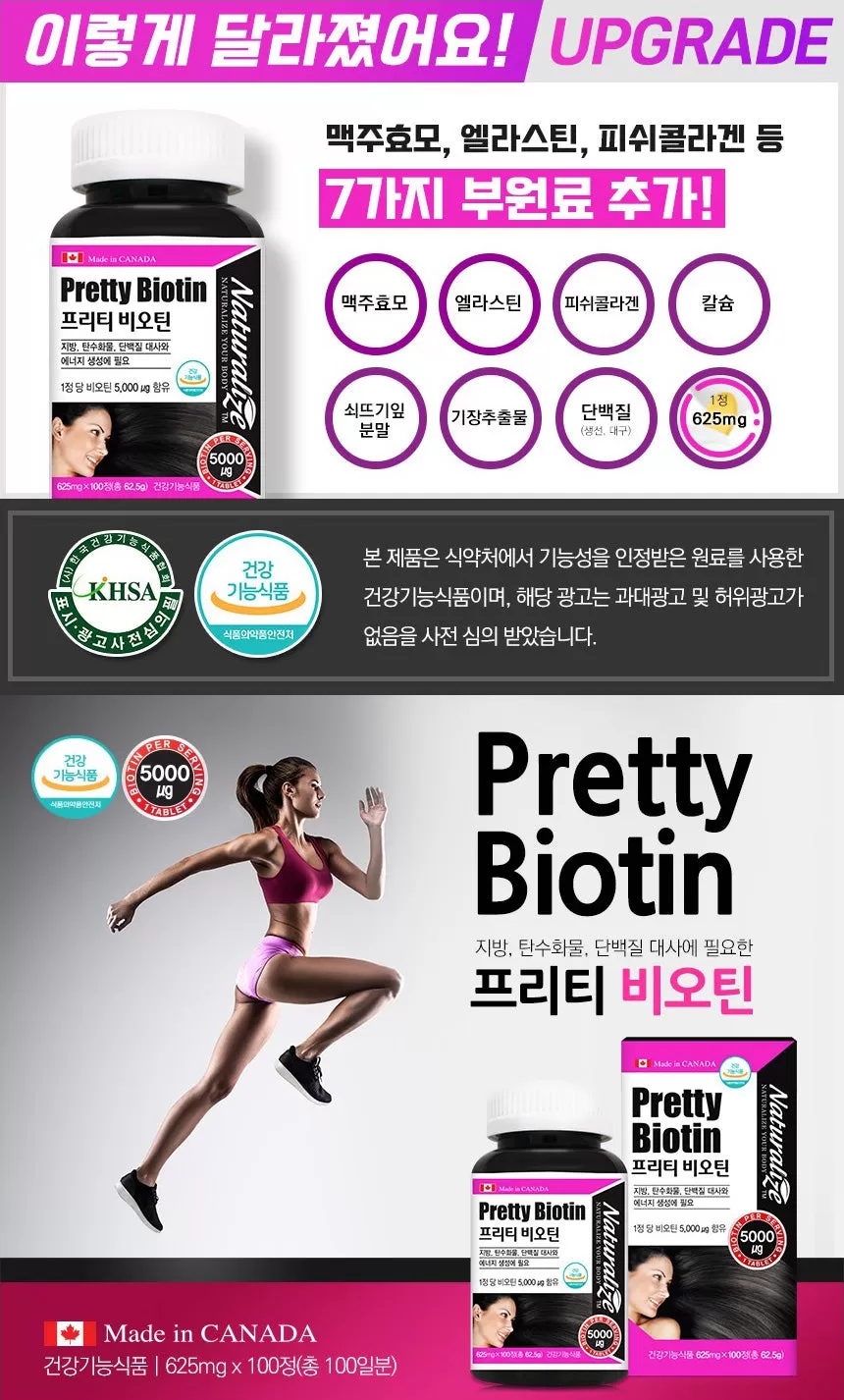 Naturalize Pretty Biotin 500mg x 100 capsules Prevents hair loss health Beauty Supplements carbohydrate fat protein metabolism energy