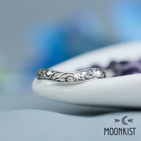 Nature Inspired Silver Curved Wedding Band | Moonkist Designs