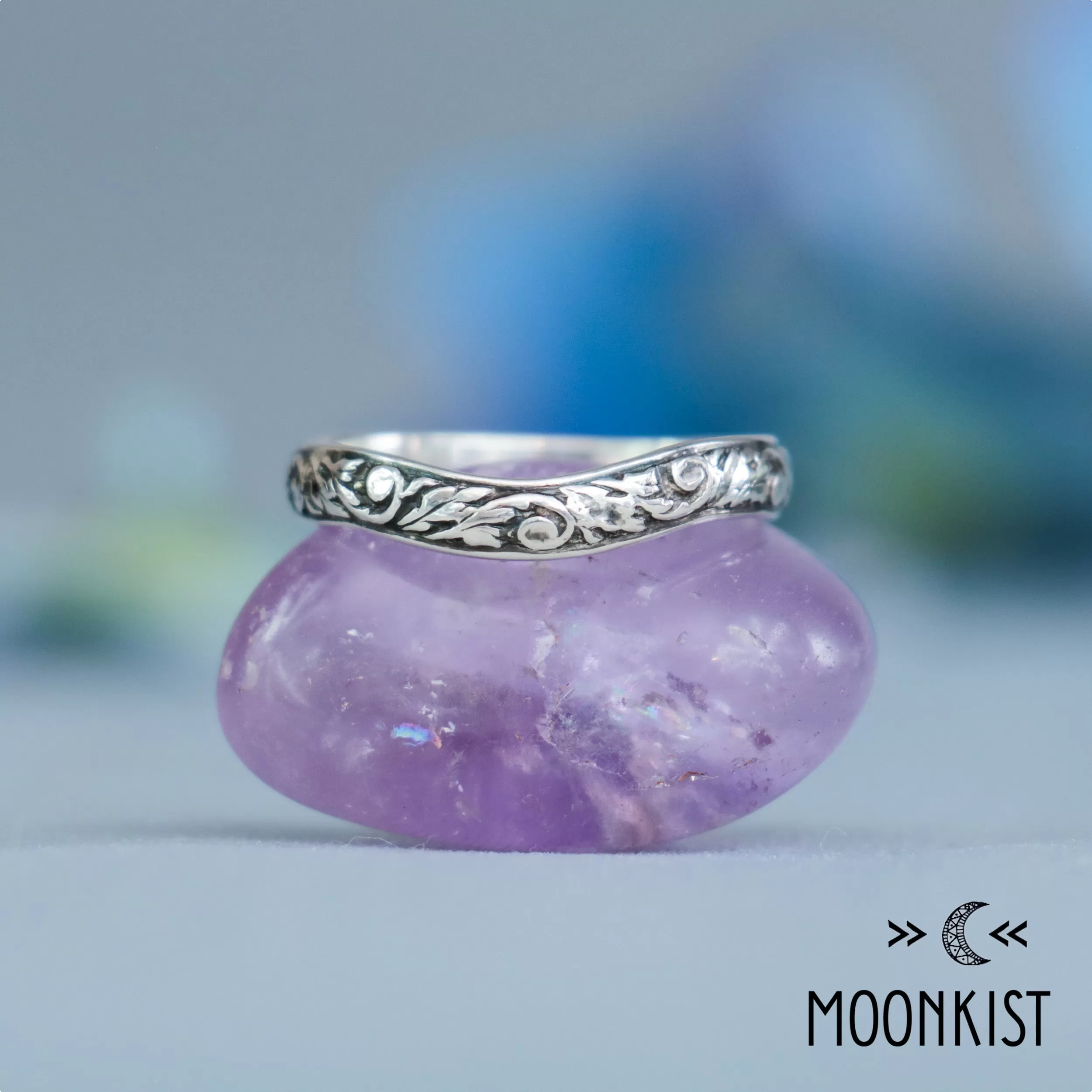 Nature Inspired Silver Curved Wedding Band | Moonkist Designs