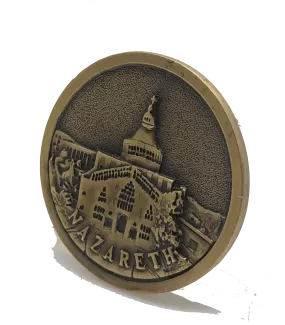 Nazareth Church of Annunciation Coin Israel Souvenir from The Holyland (Gold Color)