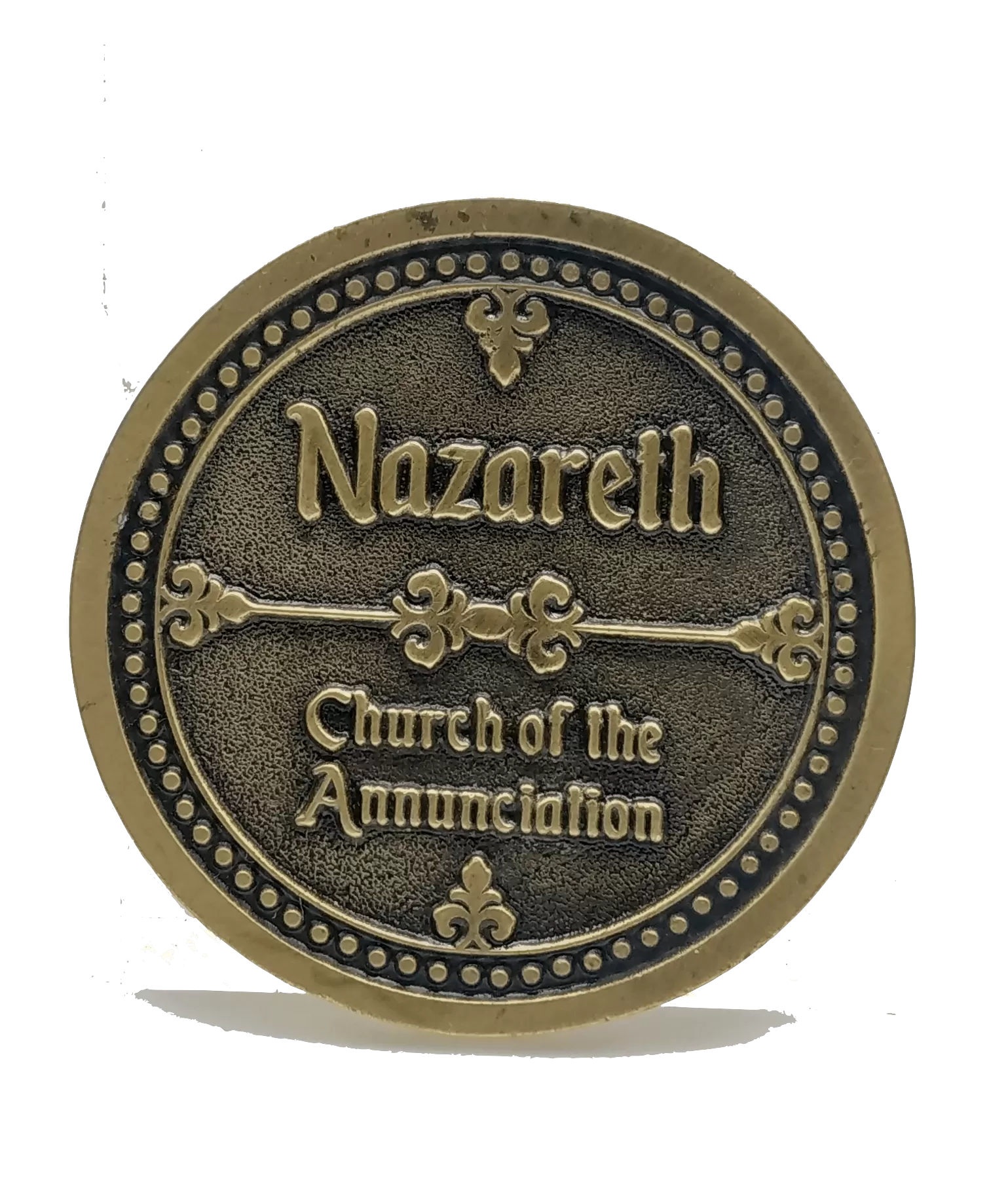 Nazareth Church of Annunciation Coin Israel Souvenir from The Holyland (Gold Color)