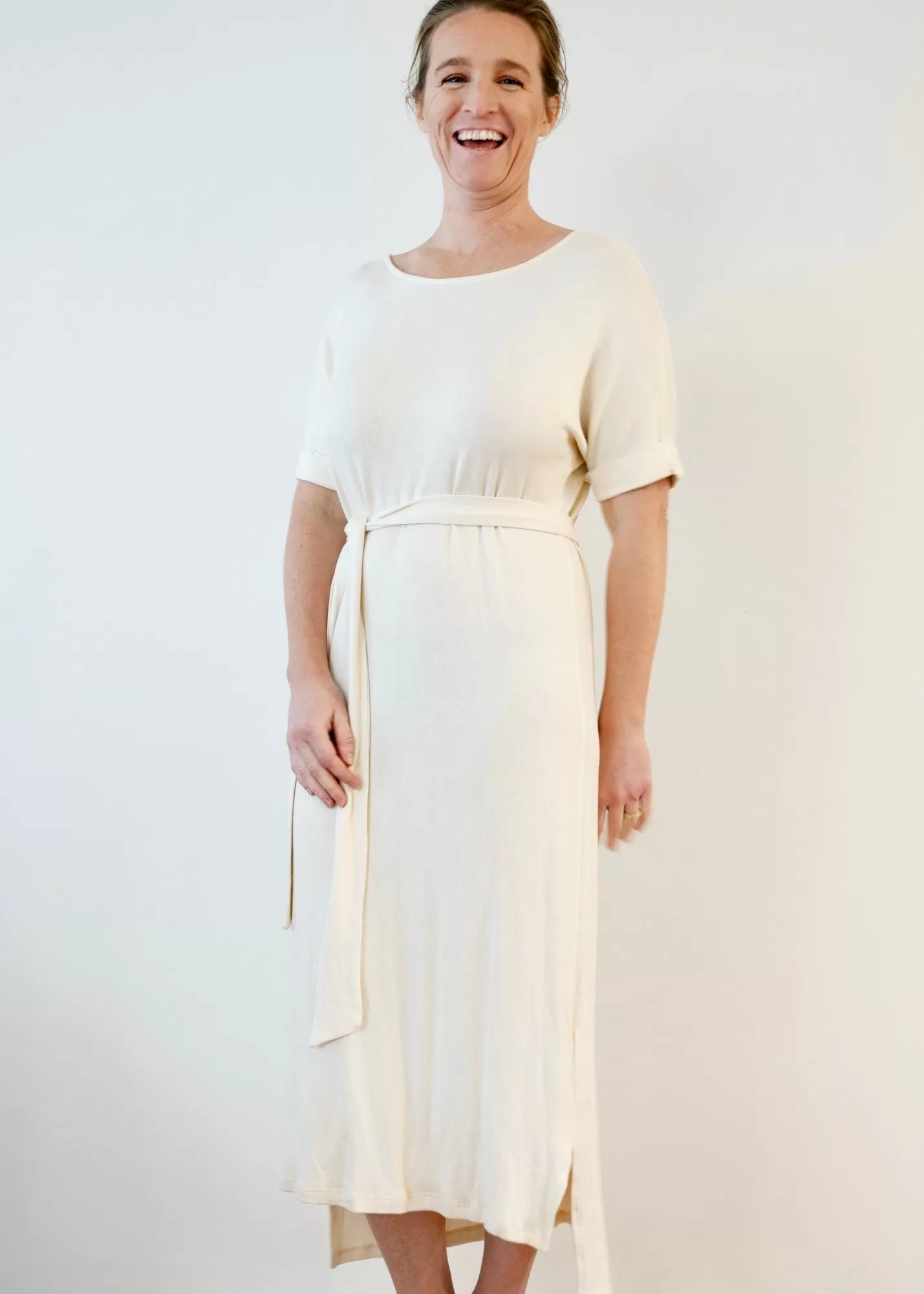 NOVAA Cuffed Modal Dress in Cream