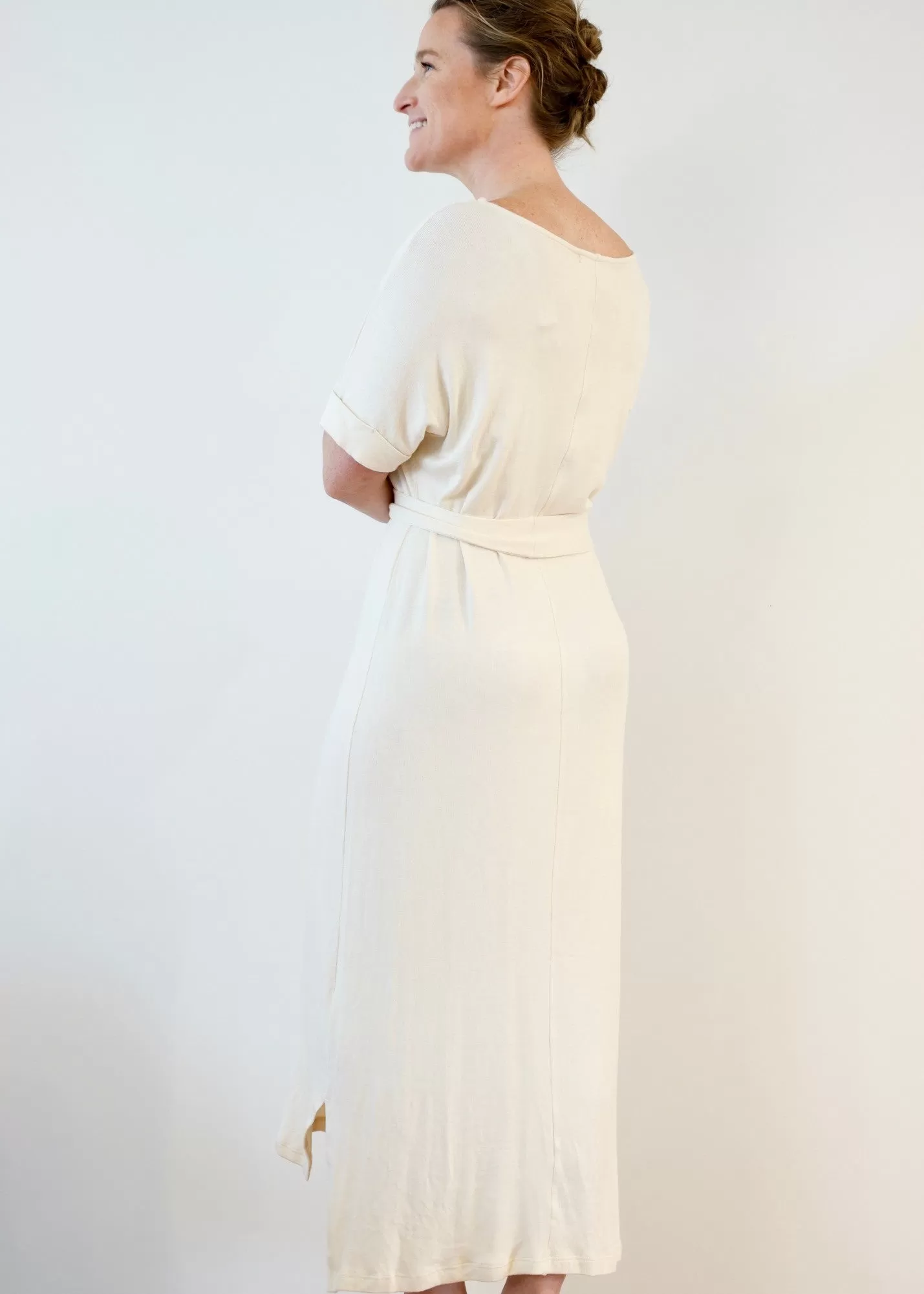 NOVAA Cuffed Modal Dress in Cream