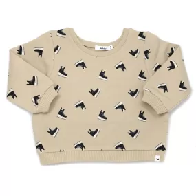 oh baby! Brooklyn Boxy Sweatshirt -Hockey Skate Print - Oat