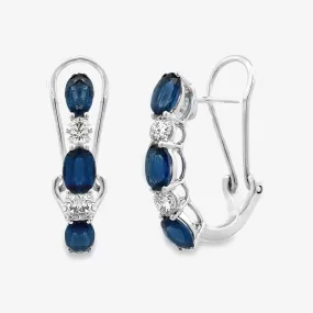 Oval Cut Sapphire & Diamond Earrings