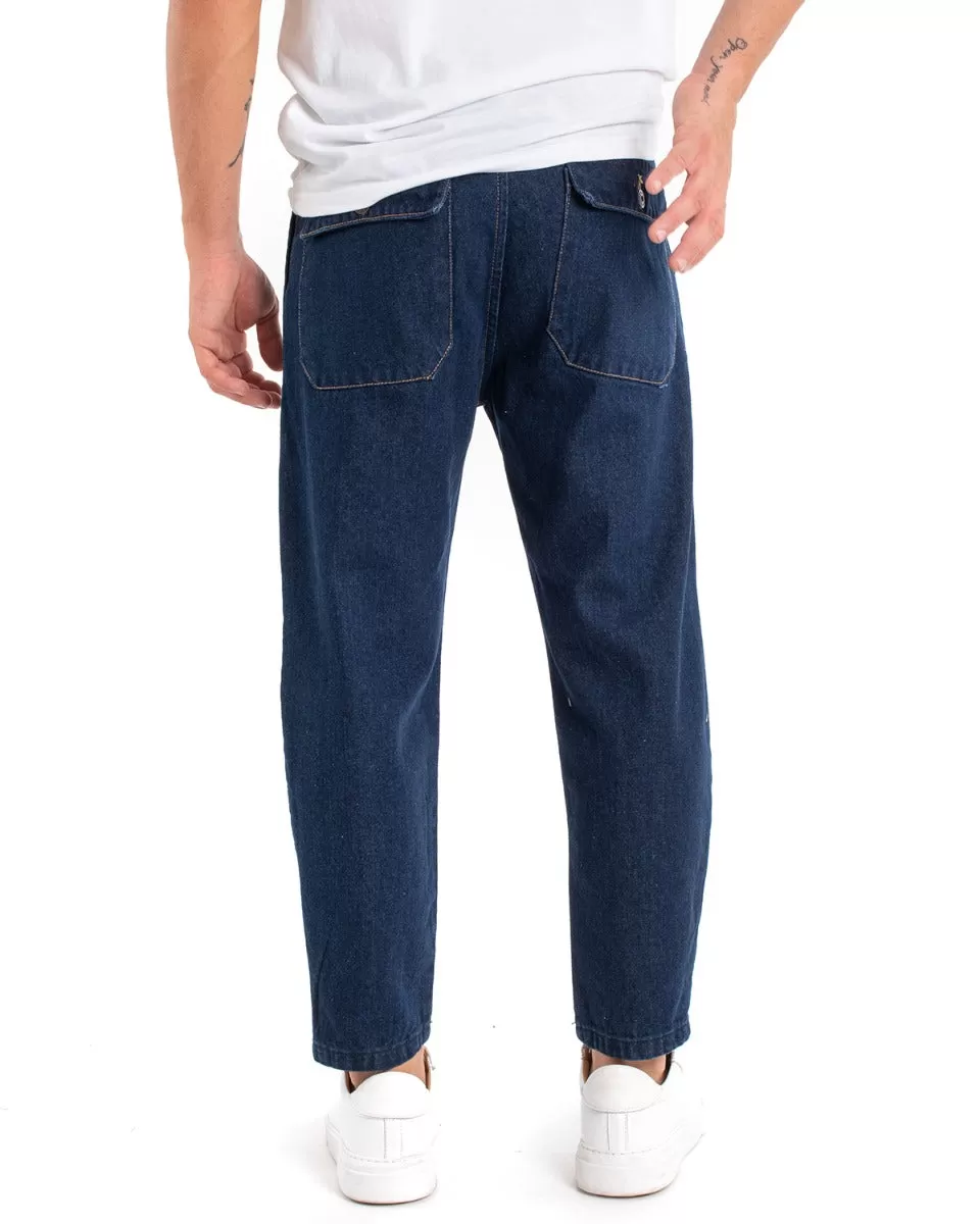 Pantaloni Jeans Uomo Carpenter Denim Scuro Tasca America GIOSAL-P5477A