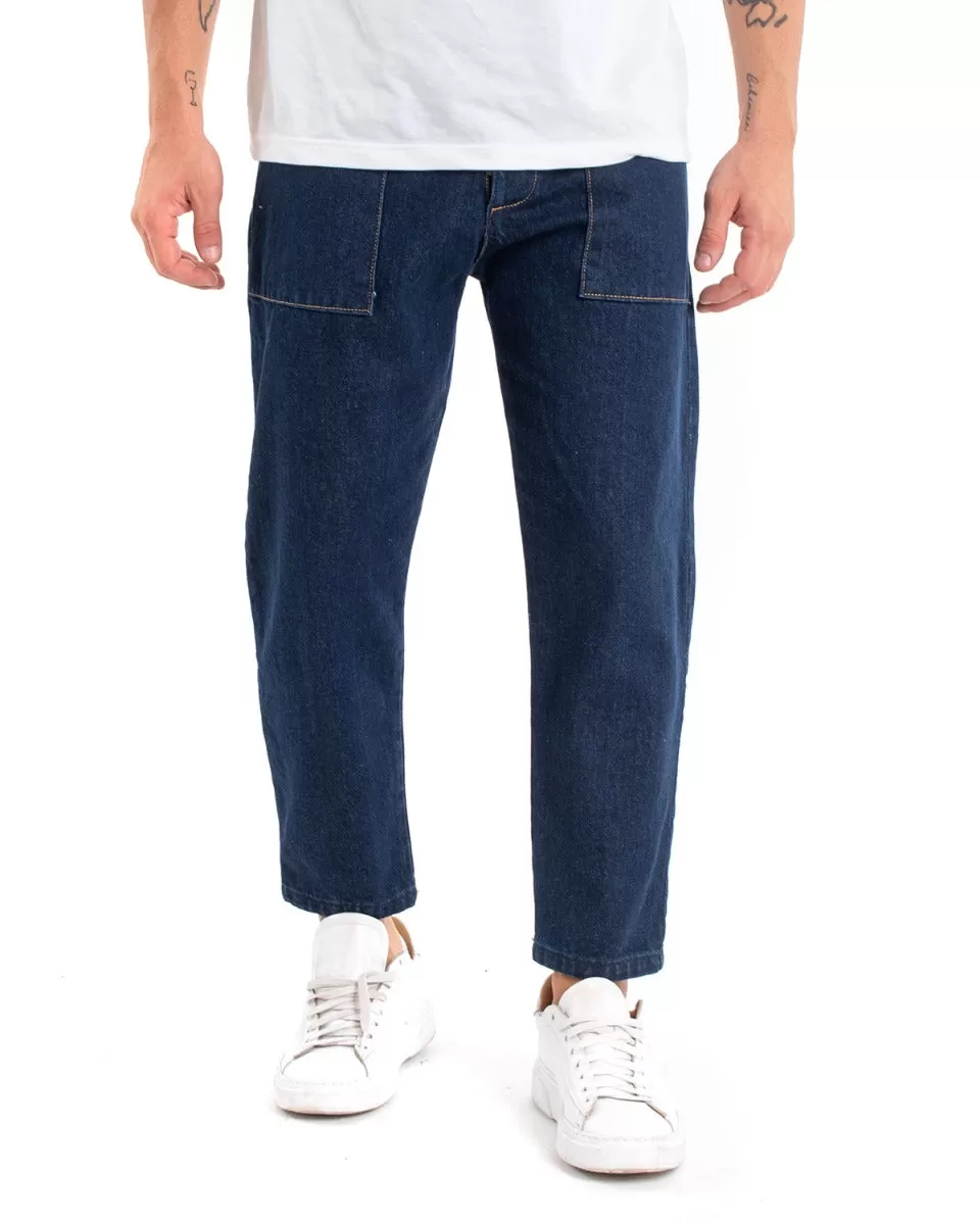 Pantaloni Jeans Uomo Carpenter Denim Scuro Tasca America GIOSAL-P5477A