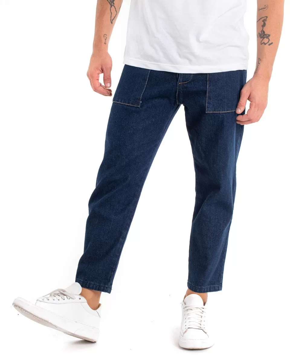 Pantaloni Jeans Uomo Carpenter Denim Scuro Tasca America GIOSAL-P5477A