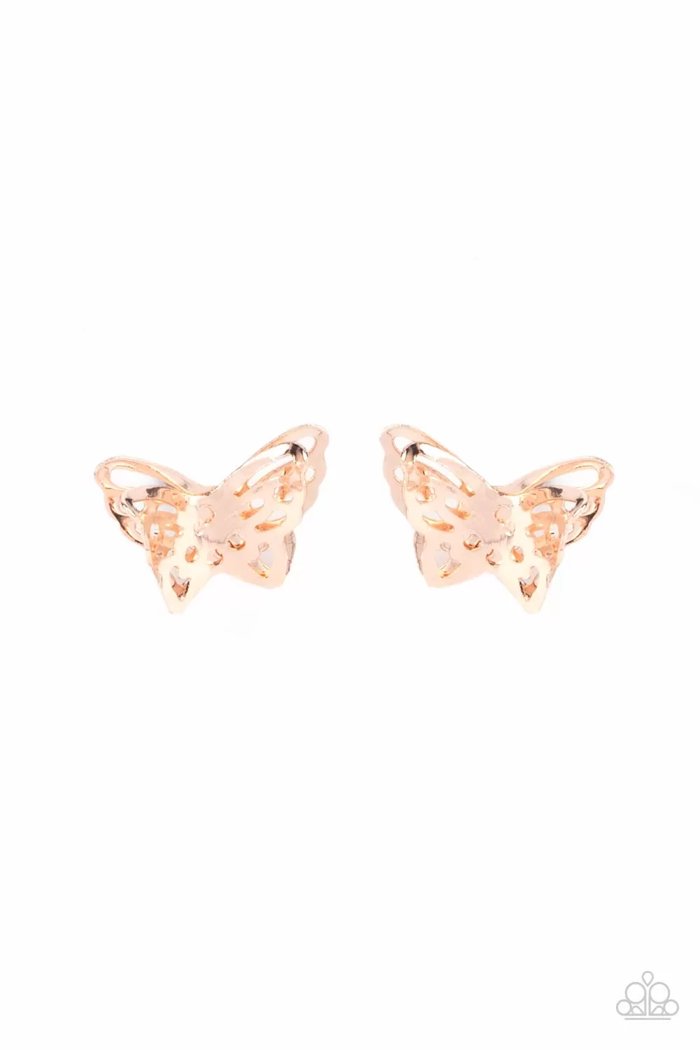 Paparazzi Flutter Fantasy - Rose Gold Butterfly Post Earring