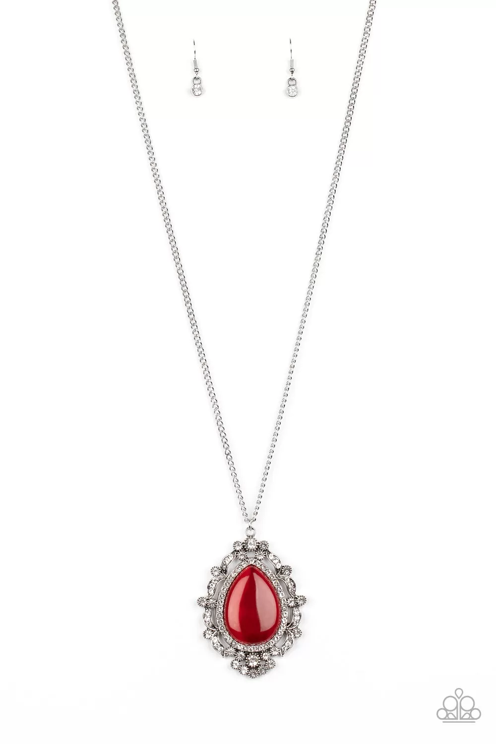 Paparazzi Frozen Gardens - Red Cat's Eye Stone Long Necklace