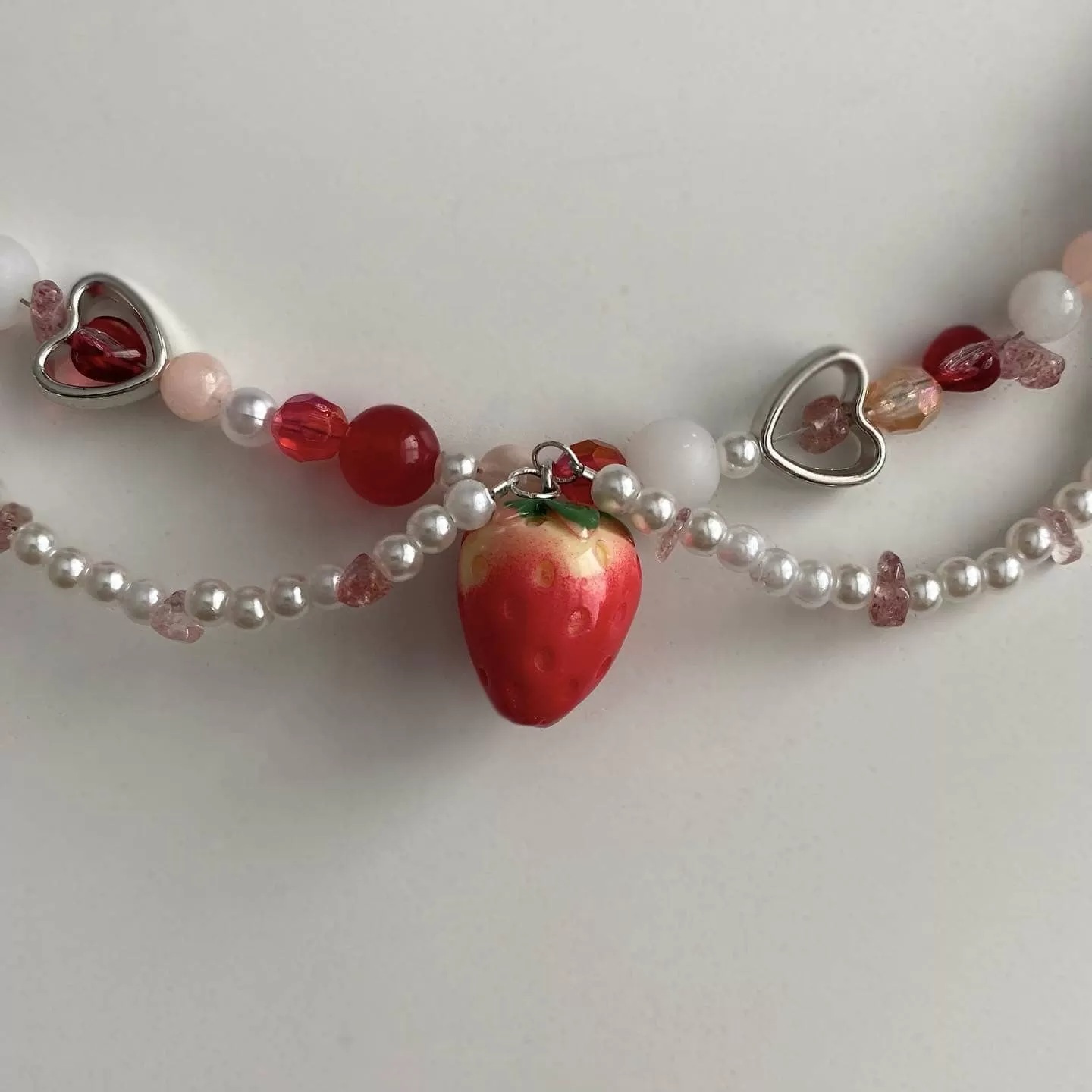 Pearls Beaded Strawberry Choker Necklace