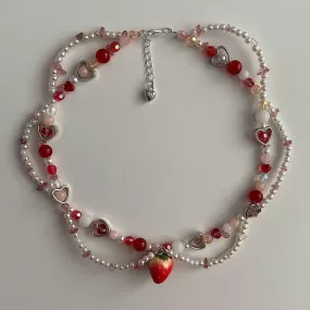 Pearls Beaded Strawberry Choker Necklace