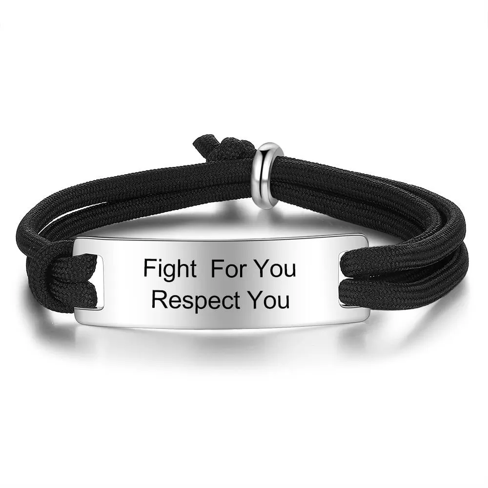 Personalized Engraving Stainless Steel ID Bar Bracelets For Men